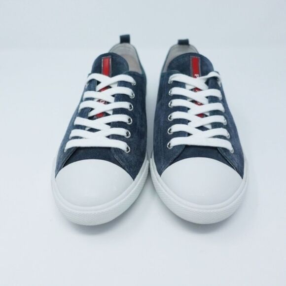 Prada Suede Leather Sneakers Cap Toe Gray  Blue  9.5 Retro Ballet sneakers - Picture 3 of 8